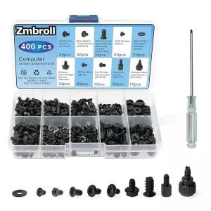 Zmbroll 400Pcs 컴퓨터 나사 스탠드오프 키트 범용 마더보드 PC 케이스용 SSD 드라이버가 포함된 팬 CDROM