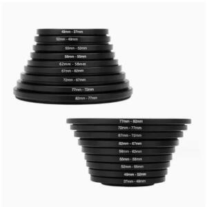 카메라 렌즈 필터 어댑터 링 9개 업/다운 37-82mm 82-37mm 스텝업/스텝다운 9-in-1 디지털 마운트 세트 키