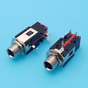 PJ-602B 직각 오디오 커넥터 스레드 잠금 패널 마운트  1/4 인치 6.35mm 스테레오 휴대폰 잭 헤드폰 소켓