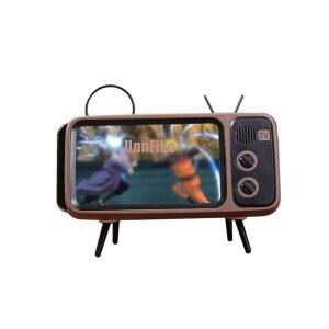 언피코 무선 블루투스 스피커 레트로 TV 스타일 스탠드 홀더 카툰 데스크톱 브래킷 데스크 마운트 삼성호환 폰 12 13 14 11 프로 맥스(TV 브라운 블루투스)용 유니버설