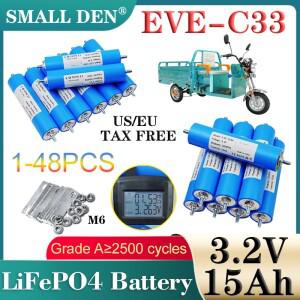 1-48개 신형 3.2V C33 15Ah 리튬인산스틸 충전식 배터리 에브급 A DIY 12v 24v 48v 전기 바이크 오토바이