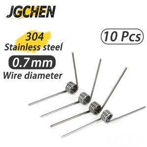 10 피스 비틀림 스프링 0.7mm 와이어 직경 304SUS V  자형 60 90 회전 자동 리바운드