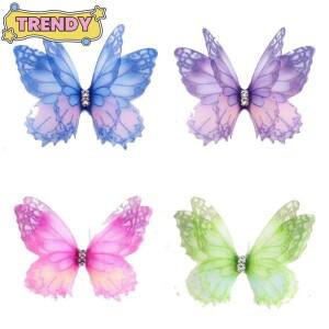50피스 3D Organza 패브릭 나비 아플리케 그라디언트 색상 반투명 쉬폰 자수 패치 더블 레이어