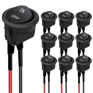 6/10개 미니 소형 로커 스위치 12V ON OFF 토글 (사전 배선된 6A/250V 10A/125V AC DC 전기 포함) DIY용