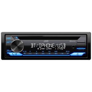 JVC KD-SR87BT 싱글 DIN 카 스테레오 CD 플레이어 및 블루투스 200W 디지털 스테레오 수신기 듀얼 전화 연결 13밴드 EQ AM/FM 라디오 1.5A USB AUX 고대비 LCD 스포티파이 컨트롤