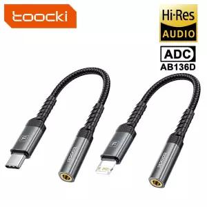 투키 USB-C라이트닝 to 3.5mm 잭 오디오 연장 케이블 남성-여성 AUX 어댑터 DAC 칩 하이파이 사운드 카드