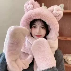곰돌이 후드 머플러 털모자 목도리장갑 귀달이모자 넥워머 후드목도리 후드머플러