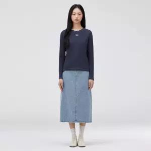 매장정품 THURSDAY ISLAND 써스데이 아일랜드 [여성]자수포인트 데님 스커트(T262MSK133W) T262MSK133WBJ 1