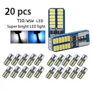 1020개 T10 W5W LED 캔버스 3014 24SMD 무에러 194 168 T10 LED 자동차 실내 계기판 전구 램프 12v 범용 화