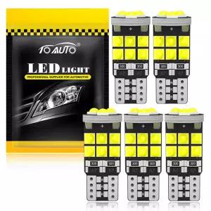 5pcs T10 W5W 194 501 Led Canbus 오류 없음 자동차 인테리어 조명 T10 15 SMD 3030 칩 순수한 흰색 악기