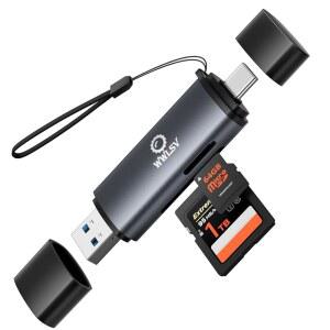 WWLSV USB C SD 카드 리더 2IN1 3.0 듀얼 슬롯 마이크로 리더 /SDHC /SDXC /MICRO SD용 OTG UHSI 메모리 아이폰호환 17 /16 /15 애플호환 PRO 아이패드호환 ANDROID 노트북 PC와 호환 가능