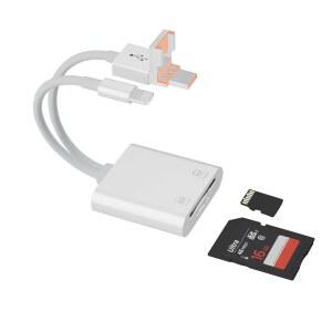아이폰호환 아이패드호환 USB A LIGHTNING 및 USBC 메모리 카드 리더용 SD 리더 듀얼 슬롯은 TF 카드를 지원하며 아이폰호환 C 장치 애플호환 PC 카메라 ANDROID 등과 호환됩니다