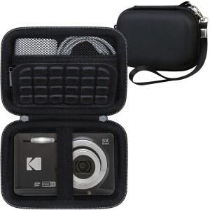 KODAK PIXPRO FZ55 / FZ45 C1 디지털 카메라용 RAIAL 카메라 케이스 블로깅 하드 캐리 케이스 보호 여행 가방 충전기용 메시 포켓 USB 케이블 배터리 및 SD 카드 블랙