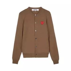 [롯데백화점]꼼데가르송 공용 더블하트 와펜 가디건 AX N075 051 BROWN