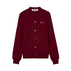 [롯데백화점]꼼데가르송 공용 더블 하트 가디건 AX N058 051 BURGUNDY