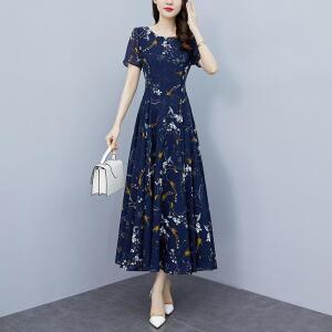 썬더볼츠 여성 여름 쉬폰 꽃무늬 원피스 플러스 사이즈 슬림 롱 드레스 트렌디 C