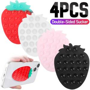 딸기 모양 실리콘 흡착식 폰 홀더 강력 다기능 양면 흡착판 욕실 거울 케이스 컵 스탠드