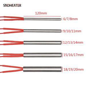 SNDHEATER 스테인레스 스틸 전기 카트리지 발열체 220V 6MM-20MM 직경. 120MM 길이 레드 와이어 산업용 성