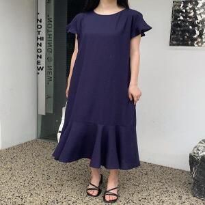엘럽 여성 재고 있음 슬림 코튼 린넨 러플 스커트 롱 드레스 여름 꿀템