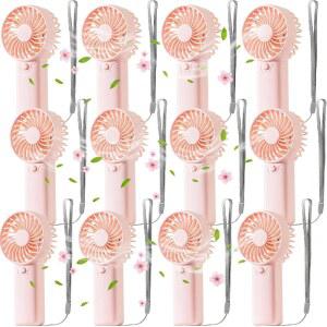 12 PACK MINI HANDHELD PORTABLE FANS BULK AAA BATTERY OPERATED SMALL PERSONAL FOR SUMMER WEDDINGS PARTY FAVORS TRAVEL BEACH INDOOR OUTDOOR CAMPING COOLING GIFTS CHERRY BLOSSOM PINK