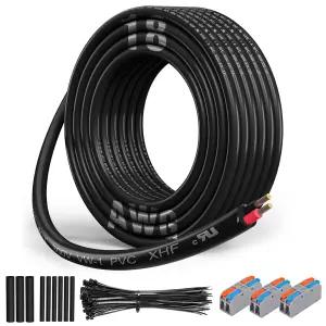 XHF UL 자동차 램프 코드 와이어 해상 케이블 RV 30피트 블랙용 18Ga 2 도체 전기 통조림 구리 가닥 PVC