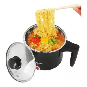 키친아트 1인용 스텐 미니 전기 라면 냄비 1L 멀티포트 여행용