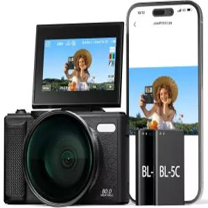 사진 촬영용 5K Wi-Fi 디지털 카메라 3인치 180 플립 스크린을 갖춘 80MP 오토포크 브이로그 초보자를 위한