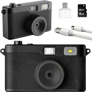 스크린 프리 디지털 카메라 무제한 DIY 필터가 장착된 재사용 가능한 12MP 빈티지 8GB 마이크로 SD 카드
