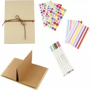CDOFFICE 6 x 8 인치 작은 DIY 아코디언 사진 앨범 결혼식용 크래프트 페이퍼 접이식 스크랩북 1 브라운