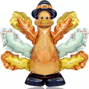 추수감사절 스탠딩 풍선 - 파티 장식용 대형 39인치 튀르키예 가을 호일 축하 수확 축제용 오렌지