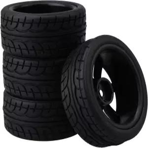 BQLZR 4PCS RC1 산악 패턴 타이어와 새로운 7인승 블랙 휠이 장착된 10대의 플랫 스포츠카 20468