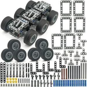 ALEYOUTECHE 기술 부품 6륜 트레일러 차량 서스펜션 액세서리 타이어 포함 18.9x1.8인치 MOC 구성 요소