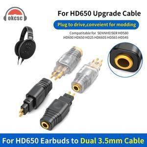 OKCSC 헤드폰 Adater SENNHEISER HD580/HD600/HD650/HD25/HD660S/HD565 용 HD650 Male 커넥터 듀얼 3.5mm