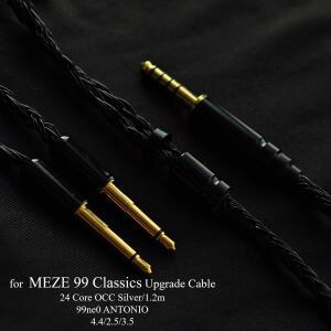 Meze 99 Classics Neo Antonio 4.4mm 밸런스드 XLR 3.5mm Hi-Fi 교체용 헤드폰 와이어용 24 코어 OCC 실버