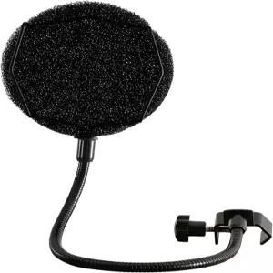 마이크용 멜론 오디오 팝 필터 - 향상된 유연한 360 구스넥 클립 메탈 암이 있는 스펀지 레이어드 윈드