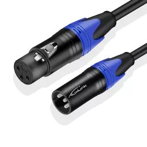 AuxLink XLR 케이블 마이크 1.5피트 짧은 남녀 3핀 스피커 시스템 라디오 방송국 무대 조명 등에 적합 -