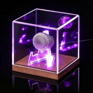 야구 기념품 선물용 콜링밀 챔피언십 디스플레이 케이스 LED 라이트 7 컬러 클리어 홀더 UV 보호 조명 박스
