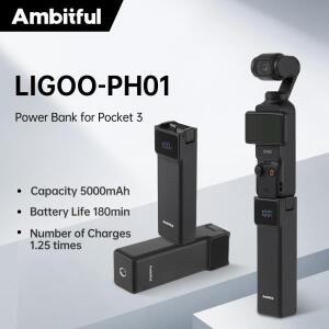 AMBITFUL LIGOO-PH01 18W 고속 충전 5000mAh 보조 배터리 키트 타입-C 1/4인치 나사형 추가 DJI호환 Osmo P