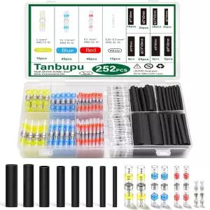252PCS 열수축 솔더 씰 와이어 커넥터 키트 - 방수 버트 120개 및 3 1 튜브 해양 등급 자동차 보트 트럭용
