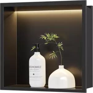 네오드레인 오목 샤워 틈새 조명 2X2 매트 블랙 스테인리스 스틸 벽 3000K LED 욕실 수납 방수 선반에 타일