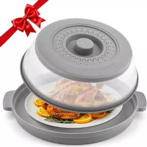 음식용 전자레인지 스플래터 커버 방지 베이스 플레이트 포함 대형 BPA 프리 실리콘 구 접을 수 있는