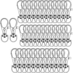 50PCS 키 체인 클립 후크 스위블 클래스프 랜야드 스냅 링 크래프팅 실버용