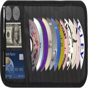 자동차용 CD 바이저 홀더 대용량 및 DVD 케이스 12개의 슬리브가 있는 차량 보관 정리함 메시 포켓 펜 1개