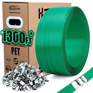 허그보우 헤비 듀티 PET 스트랩 밴딩 롤 5/8 x1300 포장 1500파운드 파손 강도 팔레트 코일 150개의 PCS