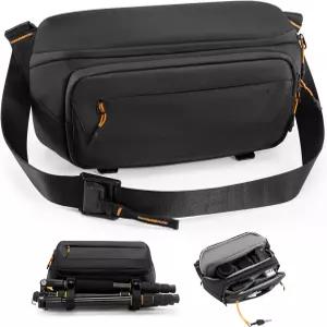 Cwatcun 카메라 슬링백 DSLR 컴팩트 숄더백 삼각대 스트랩 DSLR/SLR/미러리스 사진 가방 케이스 지갑