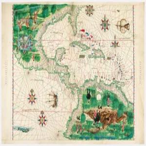 ATLAS VALARD의 금박지(일명 퍼가메나타 또는 퍼가메네이트)와 같은 양피지로 미국 동부 해안과 멕시코의