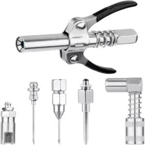 ZPSYHD 6PCS 그리스 건 피팅 키트 90도 어댑터 바늘 노즐 주사 1/8인치 BSP 나사식 고압 포함 커플링