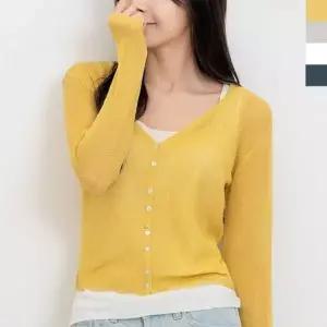 [셀러에이드]니트 롱 가디건 루즈핏 오버핏 여름 간절기 여성 브이넥 숏 1033