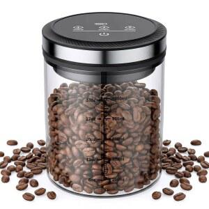 GVODE 진공 커피 캐니스터 1.2L - 원두, 분쇄기, 차 및 향신료, 정밀한 규모의 가정용 주방 식품 보관 정리함, 4500시간의 배터리 수명