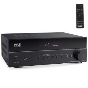 Pyle 5 2 채널 하이파이 홈 시어터 수신기 4k 울트라 HD 지원 MP3 /USB /DAC 몰입형 오디오 경험에 이상적인 1000W MAX 무선 BT 서라운드 사운드 스테레오